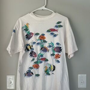 Vintage Fish Pattern Graphic T-Shirt
